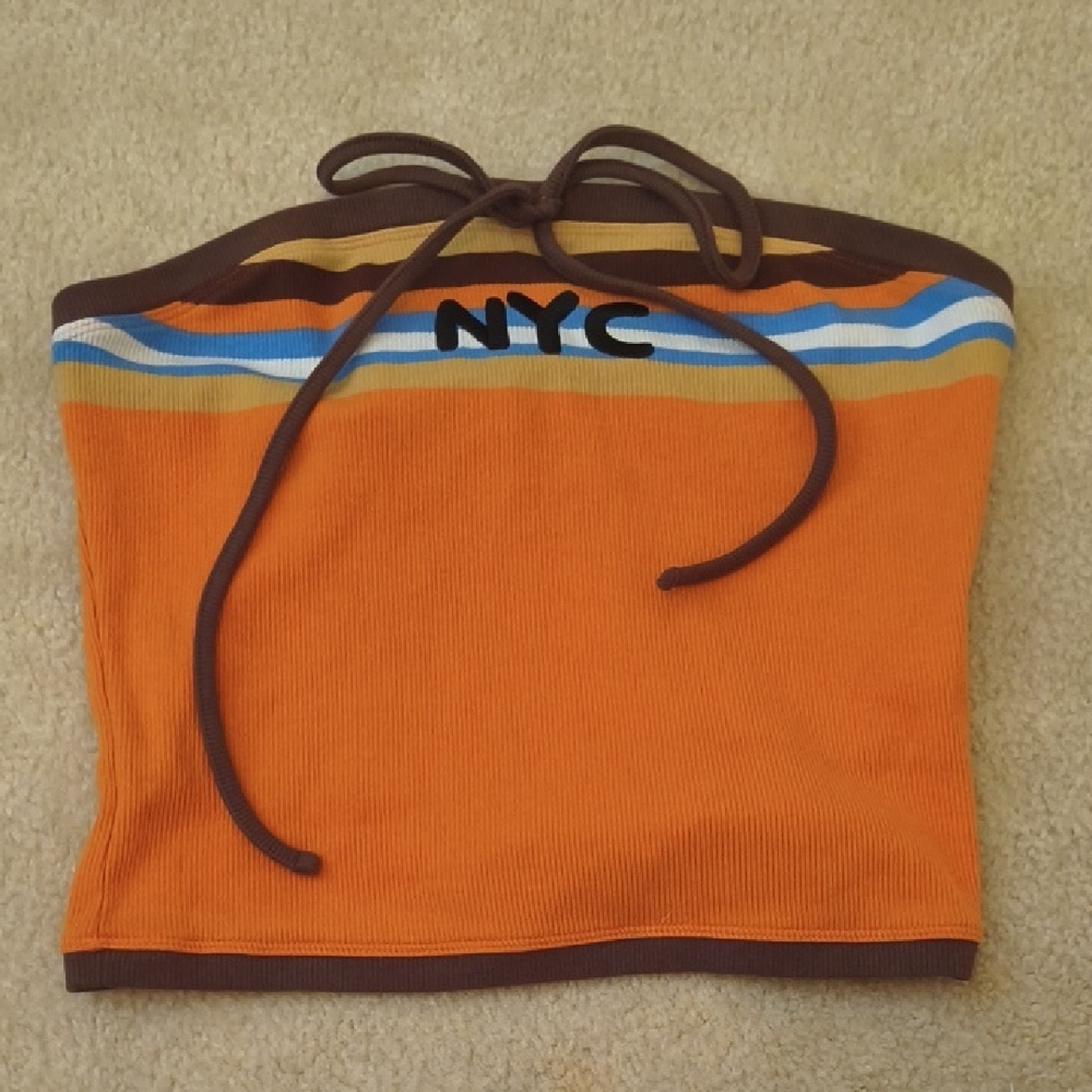 Forever 21 Orange and Brown NYC Tube Top